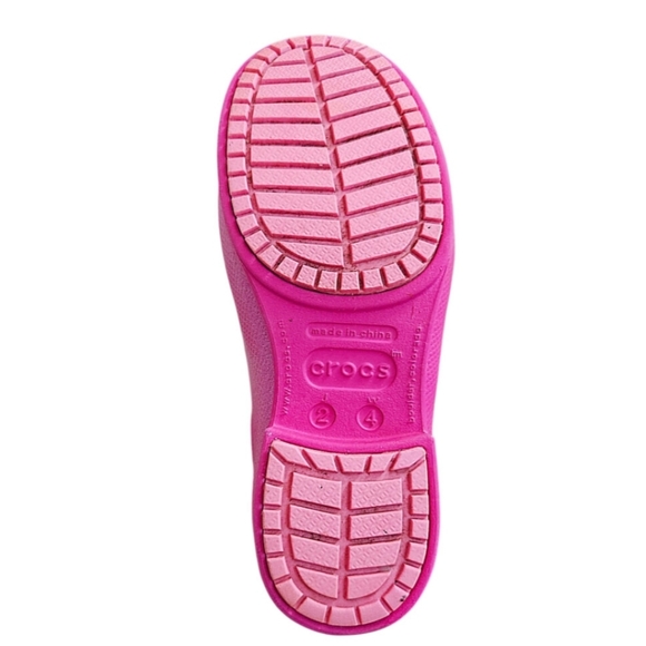 Crocs Girls Tall Pink Iridescent Waterproof Rain Boots Juniors SZ 2 HOST PICK - Picture 4 of 4